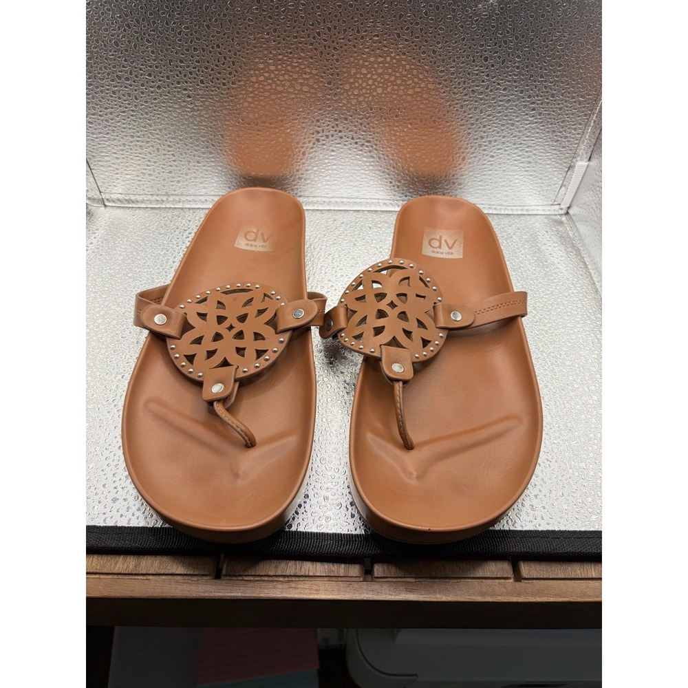 DV Dolce Vita Pandora Sandals Brown Medallion Footbed Women's Size 10
